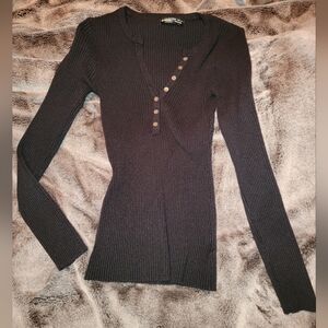 SHEIN Black Ribbed Crew Neck Sweater Size Small
